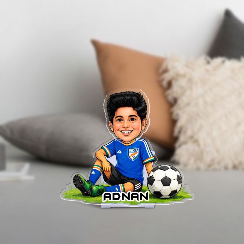 Personalized Soccer Player Bobblehead Caricature Football Theme Car Dashboard | Gift for Soccer Players, Kids & Sports Fans | Solar Powered Moving Head